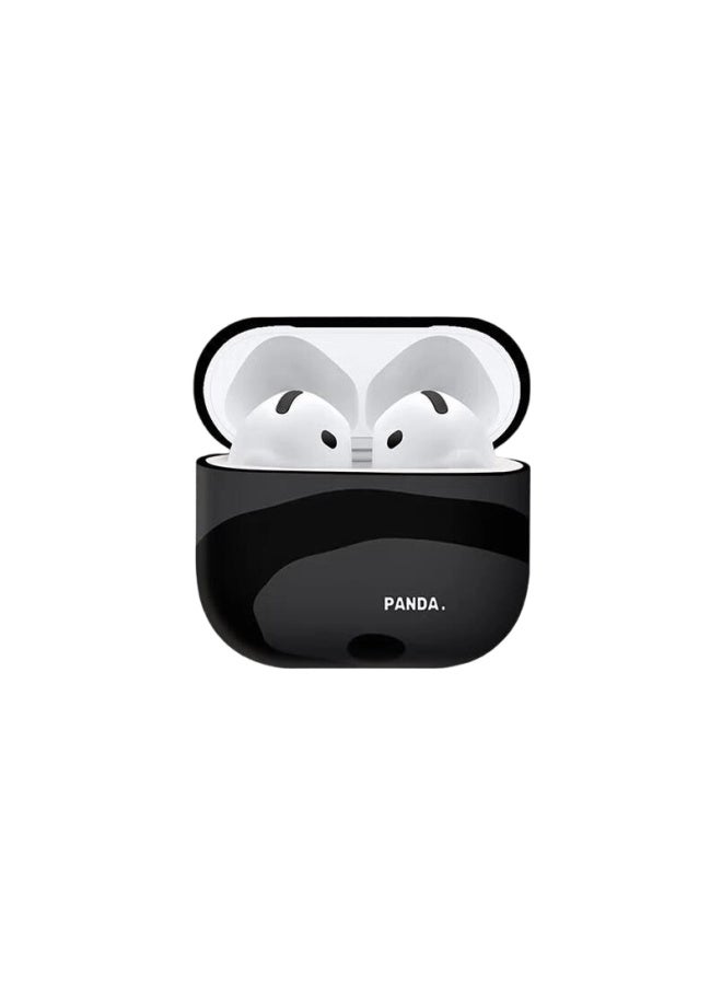 Inkaida جراب حماية لسماعات AirPods 4، جراب حماية لسماعات أبل، جراب سماعات بلوتوث لاسلكية، مقاوم للصدمات، تصميم مبتكر مانع للانزلاق، صندوق تخزين بتصميم باندا أسود - Image 2