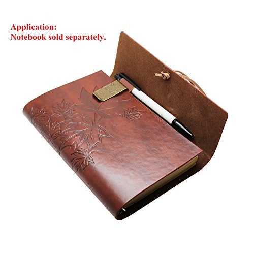 LJY 3-Pack Retro Style Traveler Notebook Leather Pen Holder Pencil Loop Stainless Steel Clip (Brown) - Image 3