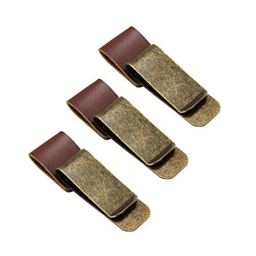 LJY 3-Pack Retro Style Traveler Notebook Leather Pen Holder Pencil Loop Stainless Steel Clip (Brown) - Image 5