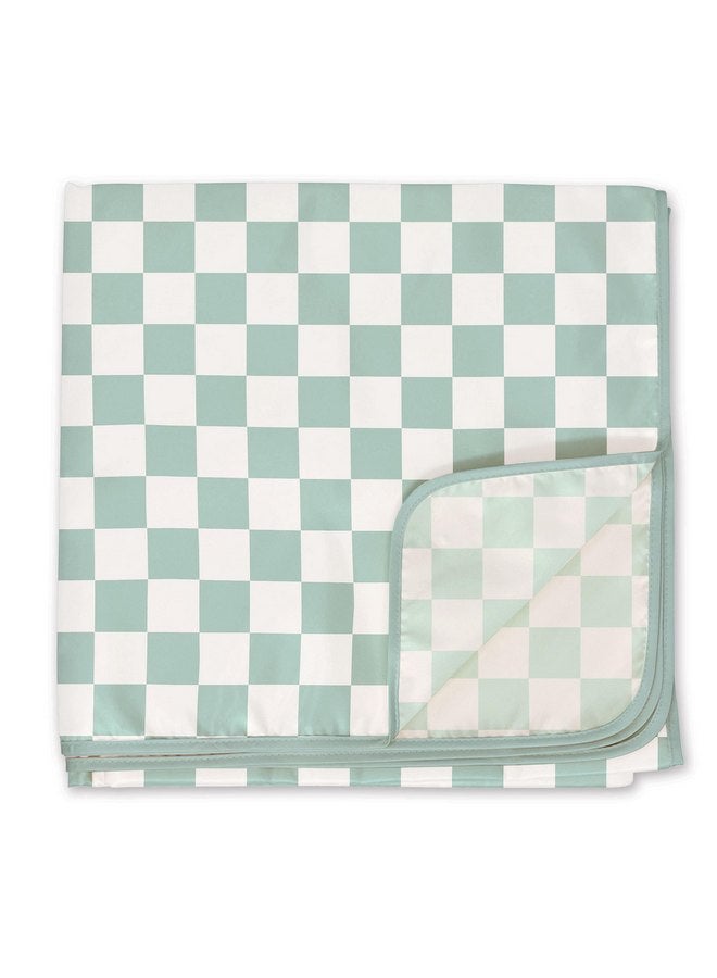Tiny Twinkle Tiny Twinkle Mess-Proof Splat Mats for Under high Chairs or Table Cover Art Projects for Baby and Toddler - Waterproof, Washable Floor or Table Splash mat 51" x 51" (Sage Checkers)  - Image 1