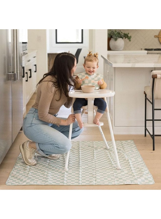 Tiny Twinkle Tiny Twinkle Mess-Proof Splat Mats for Under high Chairs or Table Cover Art Projects for Baby and Toddler - Waterproof, Washable Floor or Table Splash mat 51" x 51" (Sage Checkers)  - Image 3