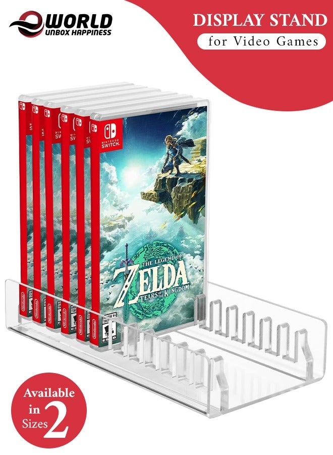 Eworld Acrylic Video Game Storage Organizer Stand for PS5/PS4/PS3, Clear, Sturdy Display Holder for Up to 12 Game Cases, Keeps Your Collection Tidy and Stable, Available in 2 Sizes - Image 1