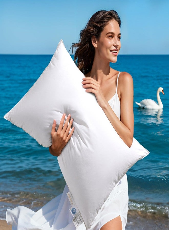 LIANLAM Goose Feather Down Pillow, 100% Cotton Shell,Hotel Pillow for Neck Pain Relief, Perfect for Side, Back Sleepers - 20"x38" - Image 1