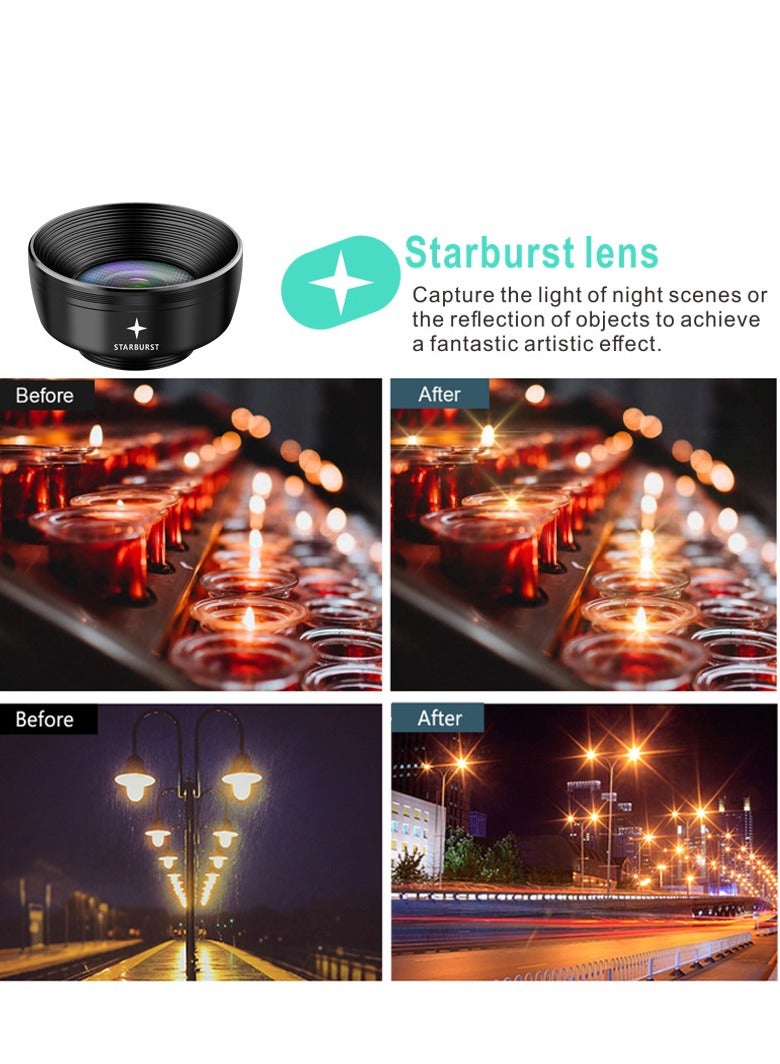 Generic Phone Camera Lens, 210 °Fisheye Lens + 120 °Wide Angle + 25X Macro + 2X Telephoto + Star Lens + CPL + 6 Kaleidoscope 7 in 1 Phone Lens Kit Compatible with iPhone/Samsung/Google Pixel etc  - Image 4