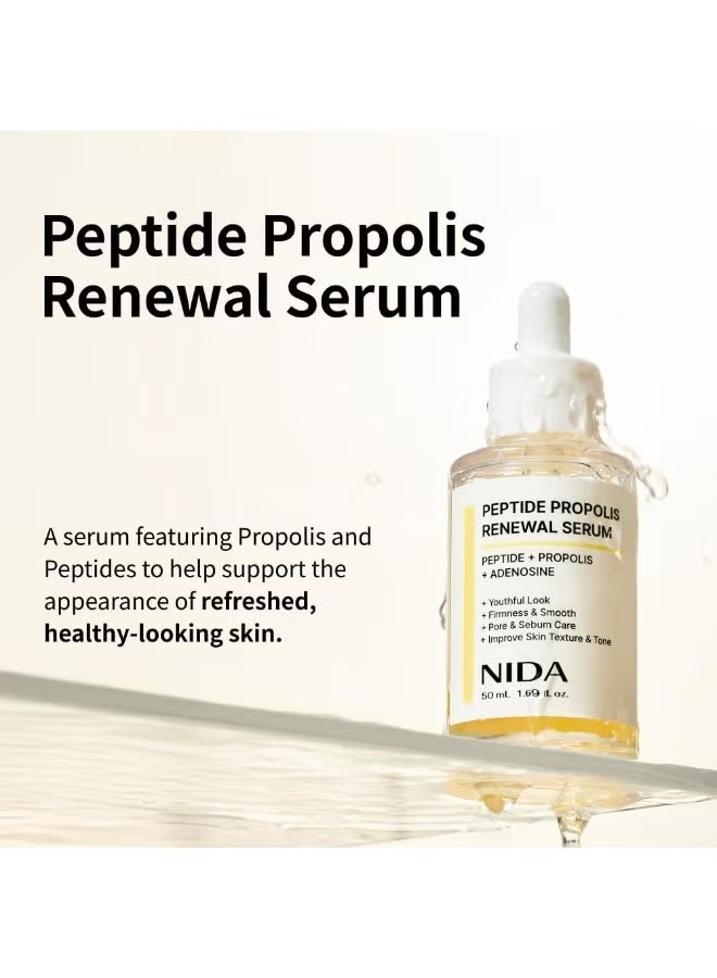 NIDA Peptide Propolis Renewal Serum | Peptide Complex, Propolis Extract, Adenosine | Youthful Look, Wrinkles, Fine Lines, Pore & Sebum Care | 1.69 fl.oz., 50ml (Updated) - Image 2