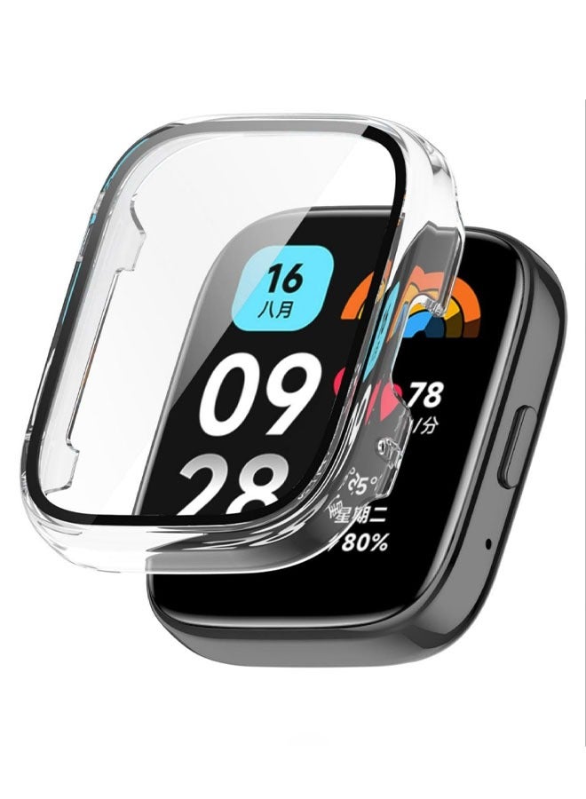 حافظة مكونة من قطعتين متوافقة مع حافظة ساعة Xiaomi Redmi 3 Active وواقي زجاجي بإطار من البلاستيك الصلب لساعة Xiaomi Redmi 3 Active باللون الأسود الشفاف - Image 3