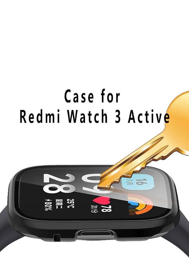 حافظة مكونة من قطعتين متوافقة مع حافظة ساعة Xiaomi Redmi 3 Active وواقي زجاجي بإطار من البلاستيك الصلب لساعة Xiaomi Redmi 3 Active باللون الأسود الشفاف - Image 4