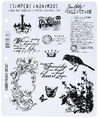 Stampers Anonymous Tim Holtz Cling Stamps 7"X8.5", Shabby French - Image 5