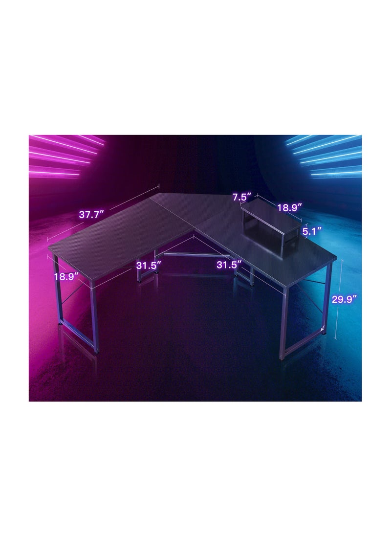ACPLAY - L-Shaped Gaming Desk With Monitor Stand - Computer Desk For Home Office, Corner Desk Table, Sturdy Writing Workstation 50.4X18.9X29.9 Cm - Image 1