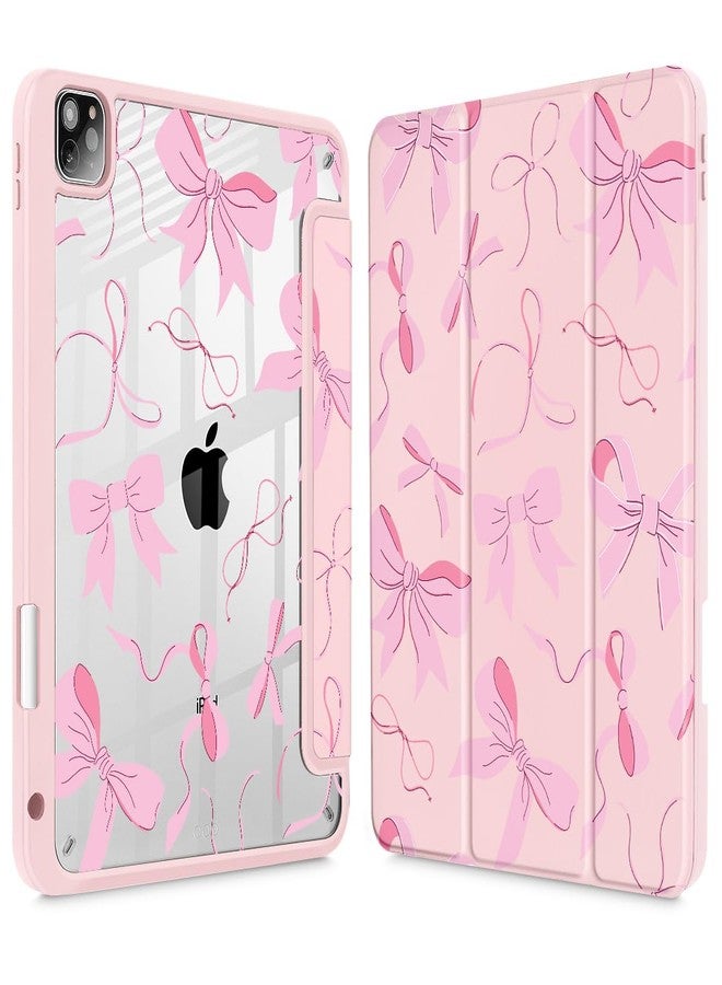 May Chen for iPad Pro 11 inch M2 4th Generation 2022, iPad Pro 11 3rd/2nd/1st Gen, Case with Transparent Shockproof Back Cover [Built-in Pencil Holder, Auto Sleep/Wake, Pink Bows P631 - Image 1
