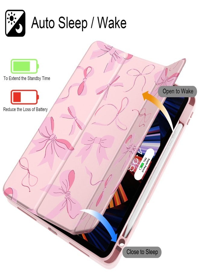 May Chen for iPad Pro 11 inch M2 4th Generation 2022, iPad Pro 11 3rd/2nd/1st Gen, Case with Transparent Shockproof Back Cover [Built-in Pencil Holder, Auto Sleep/Wake, Pink Bows P631 - Image 3