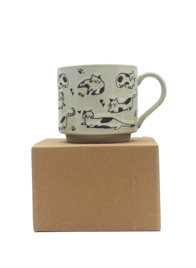 Ceramic Mug, Coarse Pottery Cat Style, For Coffee Tea Cold Drinks, Microwave & Dishwasher Safe, 310Ml - Image 3