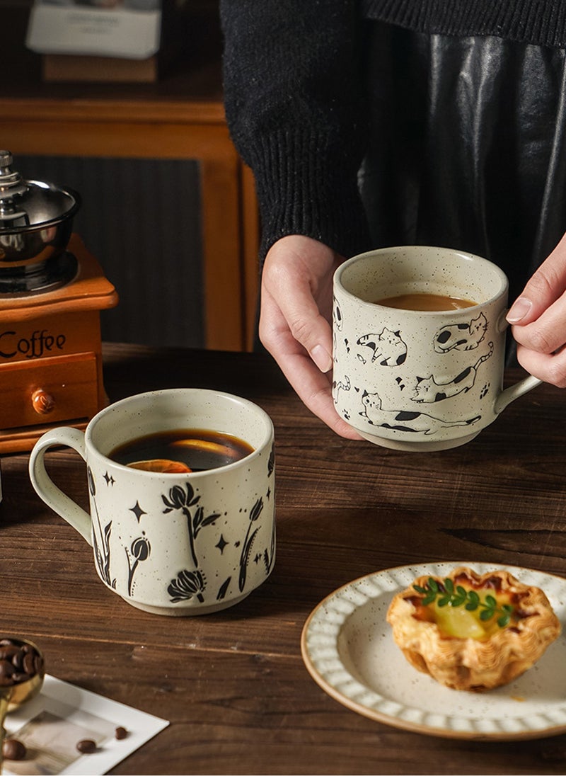 Ceramic Mug, Coarse Pottery Cat Style, For Coffee Tea Cold Drinks, Microwave & Dishwasher Safe, 310Ml - Image 5