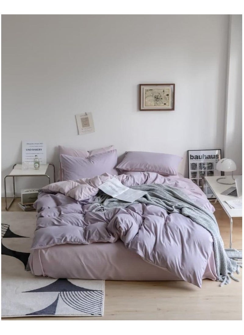 llwoo Single Size Bedsheet Set T Pink Color Comforter 250 Thread Count Full Sheet Set 1 Fitted Sheet 1 Duvet Cover 2 Pillowcases 120*200+25cm  - Image 1