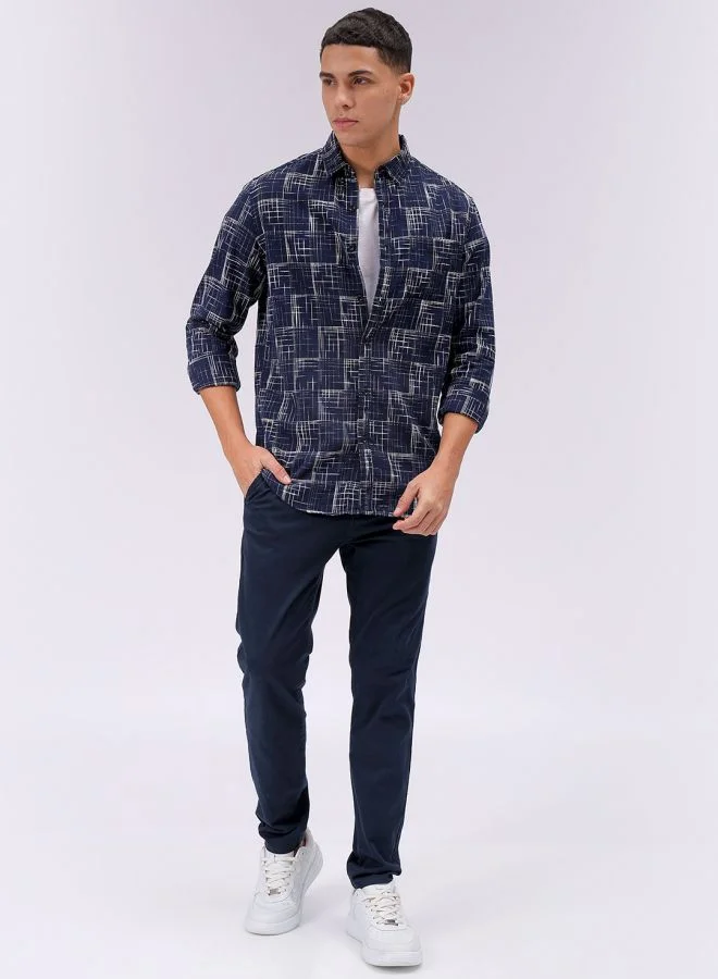 ذا انديان كراج كو Men Relaxed Fit Striped Full Sleeves Cutaway Collar Resort Wear Shirt