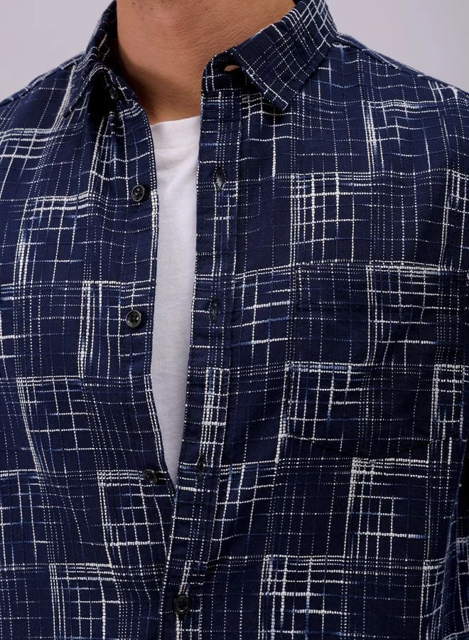ذا انديان كراج كو Men Relaxed Fit Striped Full Sleeves Cutaway Collar Resort Wear Shirt