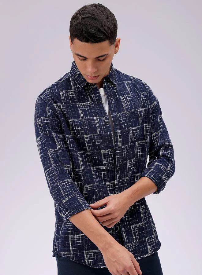 ذا انديان كراج كو Men Relaxed Fit Striped Full Sleeves Cutaway Collar Resort Wear Shirt