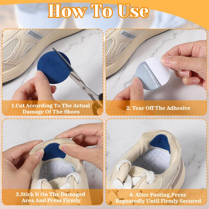 Ajcotahm 30Pcs Shoe Patches for Holes, Self-Adhesive Shoe Heel Repair Patch 5 Colors Shoe Hole Repair Patch Kit for Sneakers and Mesh Shoes (Rectangular and Round Shapes) - Image 5