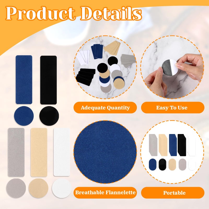 Ajcotahm 30Pcs Shoe Patches for Holes, Self-Adhesive Shoe Heel Repair Patch 5 Colors Shoe Hole Repair Patch Kit for Sneakers and Mesh Shoes (Rectangular and Round Shapes) - Image 3