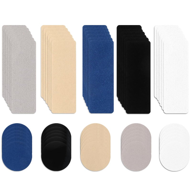 Ajcotahm 30Pcs Shoe Patches for Holes, Self-Adhesive Shoe Heel Repair Patch 5 Colors Shoe Hole Repair Patch Kit for Sneakers and Mesh Shoes (Rectangular and Round Shapes) - Image 1