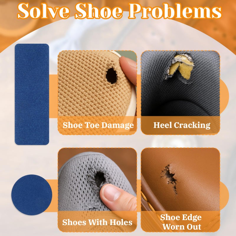Ajcotahm 30Pcs Shoe Patches for Holes, Self-Adhesive Shoe Heel Repair Patch 5 Colors Shoe Hole Repair Patch Kit for Sneakers and Mesh Shoes (Rectangular and Round Shapes) - Image 4