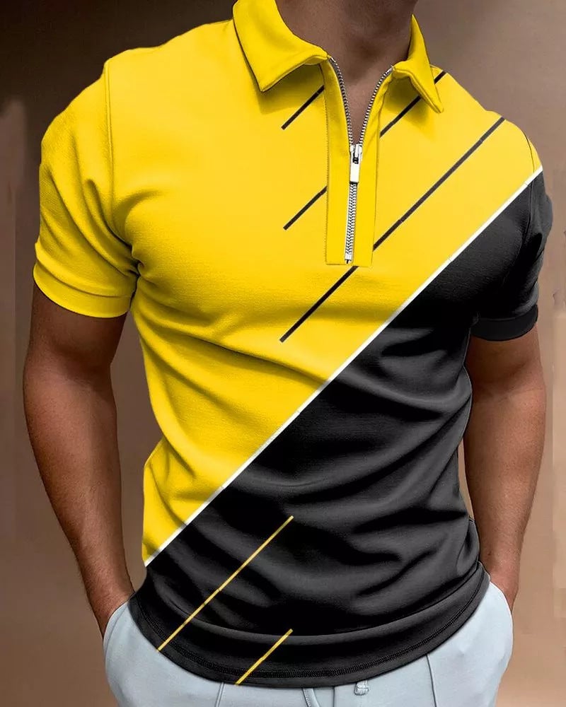 2022 new summer 3D digital printing men's clothing creative pattern sports zipper polo shirt on behalf of the hair 10 patterns XL - Image 1
