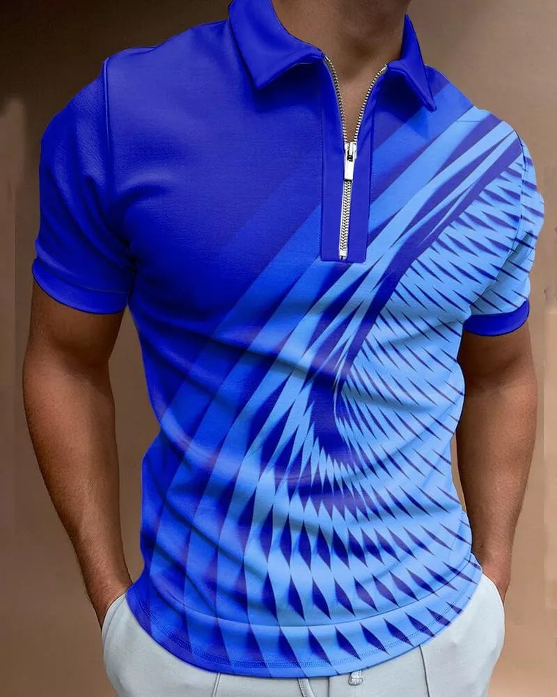 2022 new summer 3D digital printing men's clothing creative pattern sports zipper polo shirt on behalf of the hair 10 patterns XL - Image 5