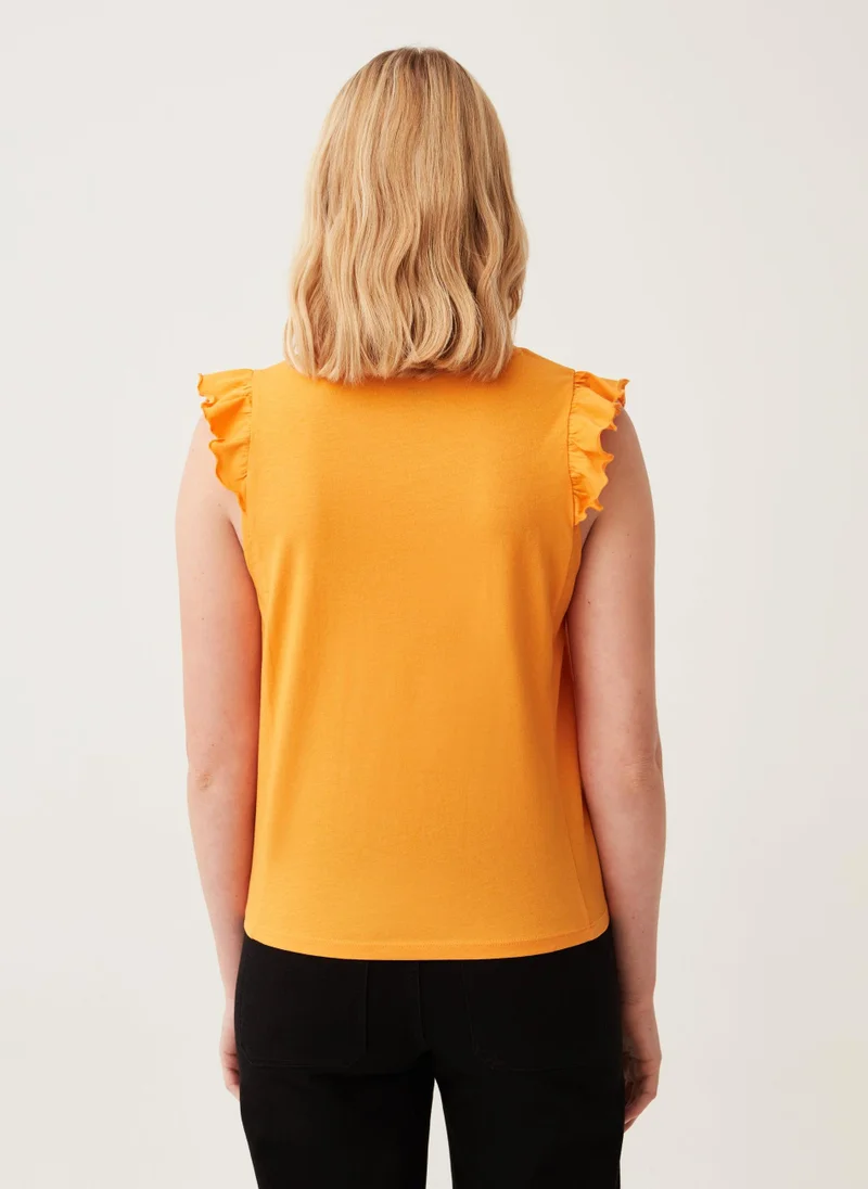 Ovs Ovs Cotton Tank Top With Frills