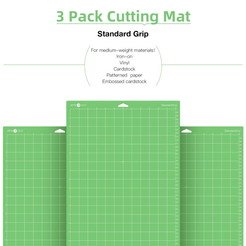 HTVRONT Standard Grip Cutting Mat, 3 Pack Cutting Mat 12x24 Compatible with Cricut Maker 3/Maker 4/Maker/Explore 3/4/Air 2/One, Standard Adhesive Sticky Quilting Cutting Mats Replacement Accessories - Image 4