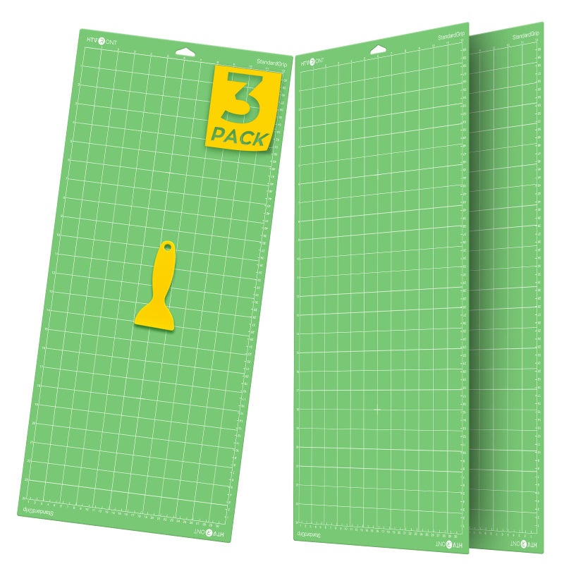 HTVRONT Standard Grip Cutting Mat, 3 Pack Cutting Mat 12x24 Compatible with Cricut Maker 3/Maker 4/Maker/Explore 3/4/Air 2/One, Standard Adhesive Sticky Quilting Cutting Mats Replacement Accessories - Image 1