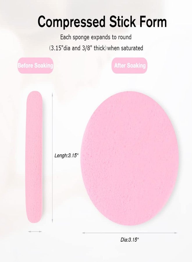 FITINI Facial Sponge Compressed Makeup Remover 120 Count Wash Pads Round Soft Face Cleansing Sponges for Woman Exfoliating Mask,Makeup Removal,Spa Cleaning,Pink - Image 2
