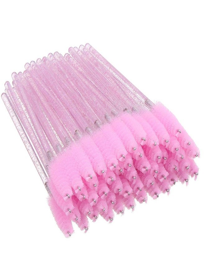 Elisel 100 PCS Disposable Mascara Brushes Crystal Eyelash Brushes Mascara Wands Applicator Eyelash Extensions Makeup Tools Eyebrow Brush (Pink) - Image 1