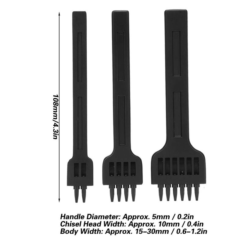 Storage transit efficiency build Professional Leather Punch Tools 3PCS High Carbon Steel Prong Chisel Set for Leather Craft DIY Sewing with 2 4 6 Prong Options 4mm Hole Spacing Durable Proof Upgraded general grade quality - Image 4