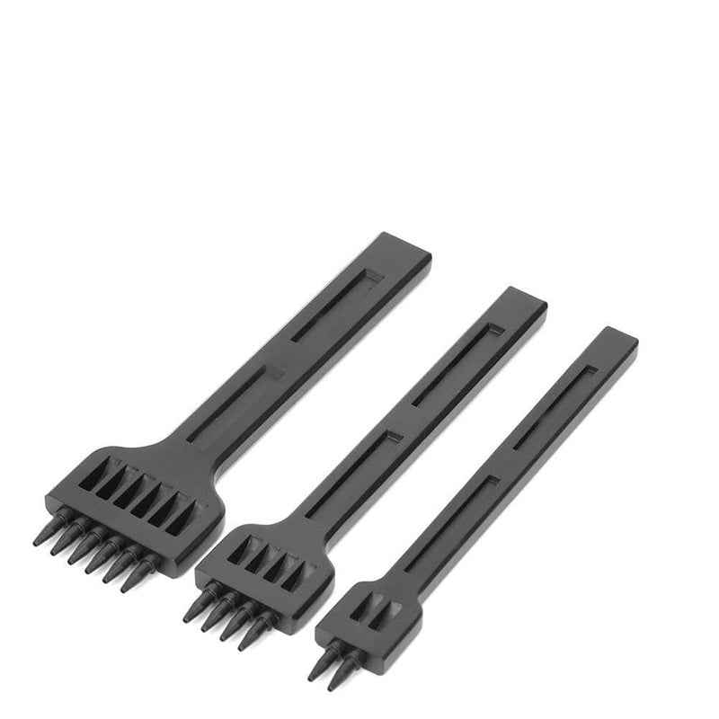 Storage transit efficiency build Professional Leather Punch Tools 3PCS High Carbon Steel Prong Chisel Set for Leather Craft DIY Sewing with 2 4 6 Prong Options 4mm Hole Spacing Durable Proof Upgraded general grade quality - Image 1