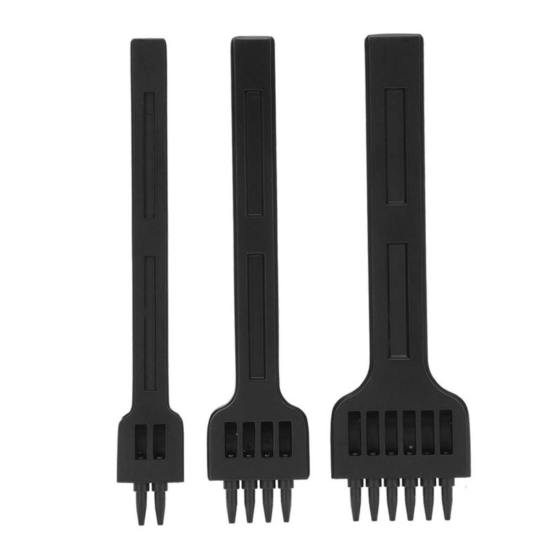 Storage transit efficiency build Professional Leather Punch Tools 3PCS High Carbon Steel Prong Chisel Set for Leather Craft DIY Sewing with 2 4 6 Prong Options 4mm Hole Spacing Durable Proof Upgraded general grade quality - Image 3