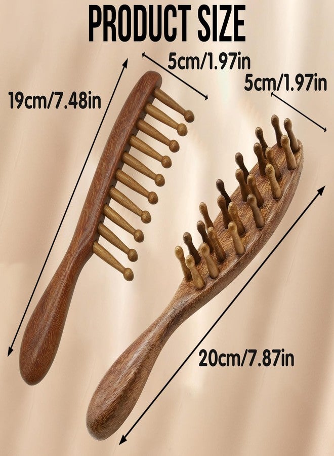 CYUXING 2Pcs Loc Brush for Dreads, Golden Sandalwood Lock Brush with Wide Teeth for Scalp Massage, Gentle Detangling on Hair, Comfort Grip Handle for Fatigue Relief - Image 2