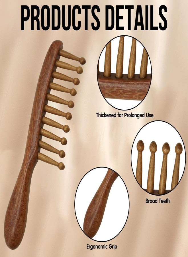 CYUXING 2Pcs Loc Brush for Dreads, Golden Sandalwood Lock Brush with Wide Teeth for Scalp Massage, Gentle Detangling on Hair, Comfort Grip Handle for Fatigue Relief - Image 3