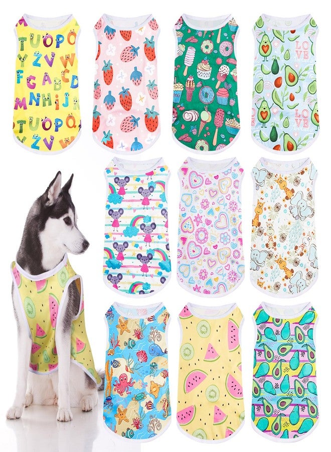 Saintrygo 10 Pcs Lovely Puppy Shirts Print Dog Clothes Breathable Summer Pet Cartoon Dog Shirt Clothes Sweatshirt for Puppy Cartoon Shirt Sweatshirt to Cat(X-Large) - Image 1