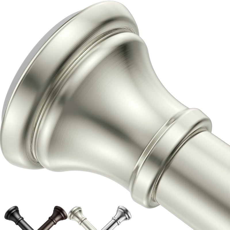Nickel Shower Curtain Rods4372 Inches Rust Resistance Adjustable Tension Rod with Durable Spring No Drilling Use for Bathroom Bedroom Kitchen Balcony Home