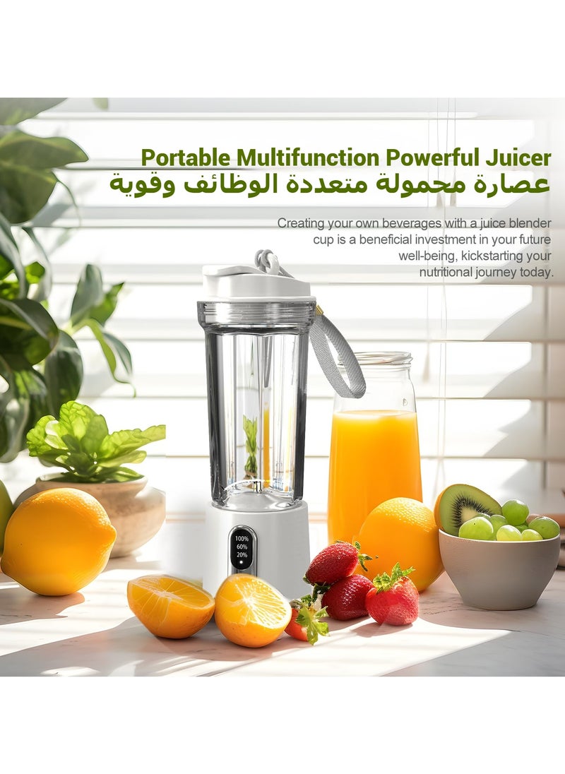 LBMT خلاط محمول سعة 500 مل، 4 شفرات من الفولاذ المقاوم للصدأ، 300 واط للمخفوقات والعصائر، خلاط مقاوم للماء للعصائر، قابل للشحن عبر USB، مع غطاء للسفر وقشة  - Image 5