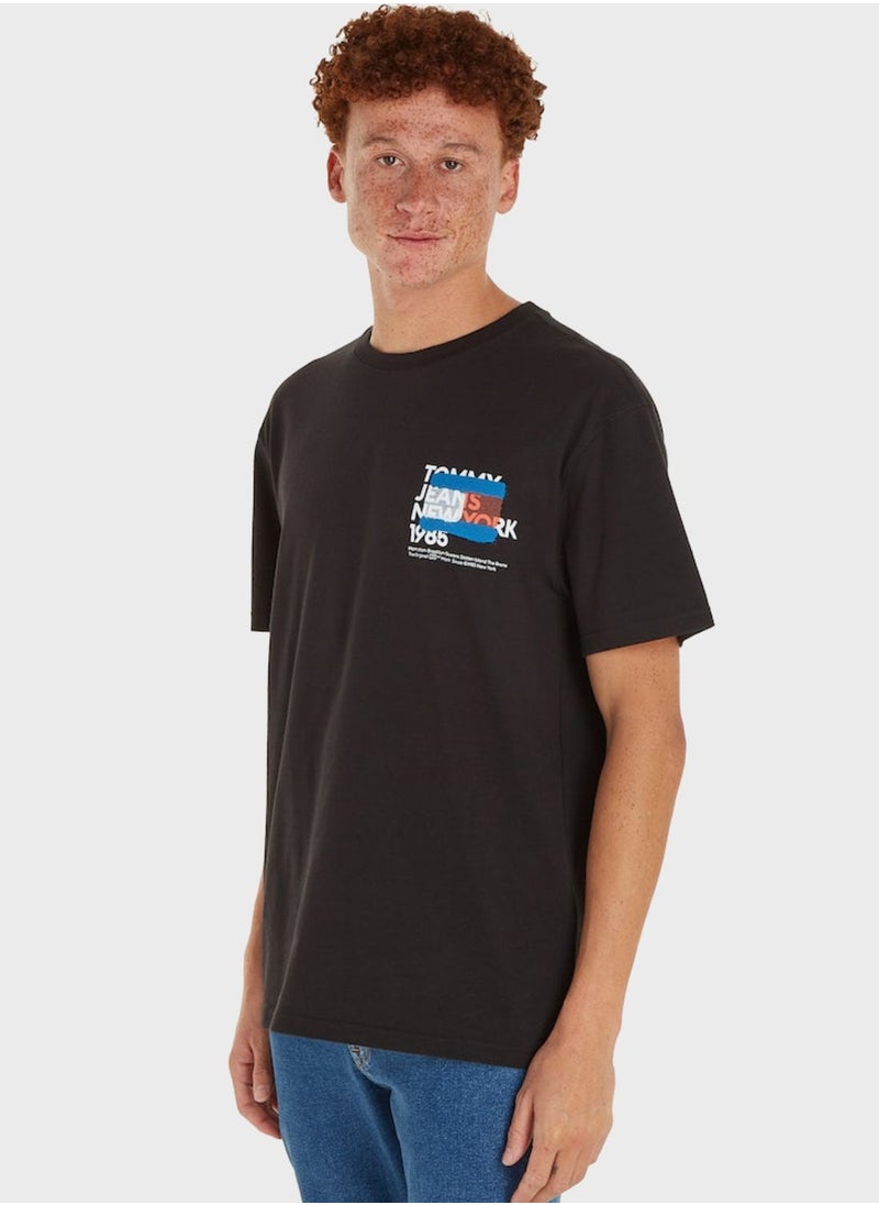 TOMMY JEANS - Graffiti Flag Crew Neck T-Shirt - Image 1