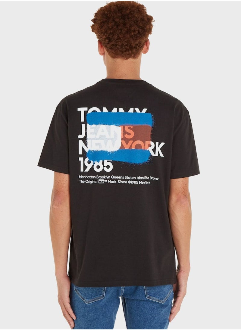 TOMMY JEANS - Graffiti Flag Crew Neck T-Shirt - Image 1