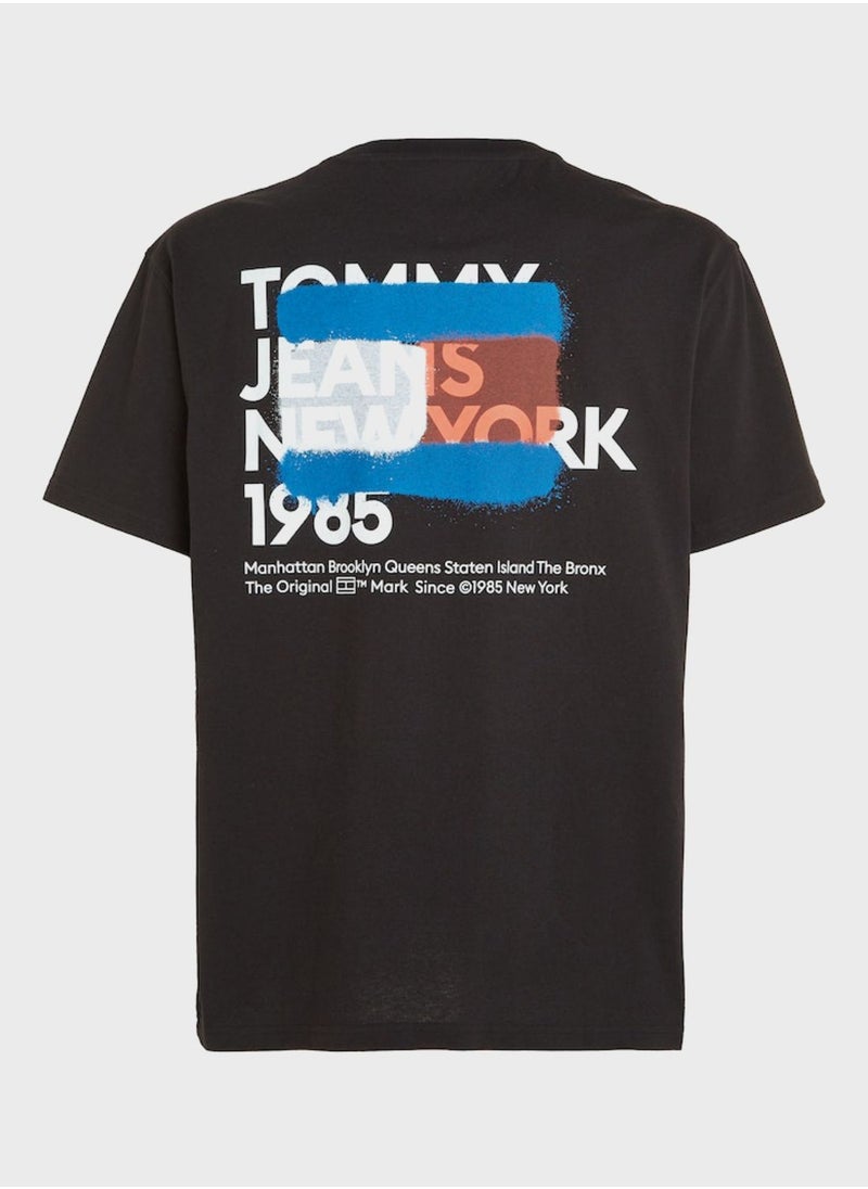 TOMMY JEANS - Graffiti Flag Crew Neck T-Shirt - Image 1