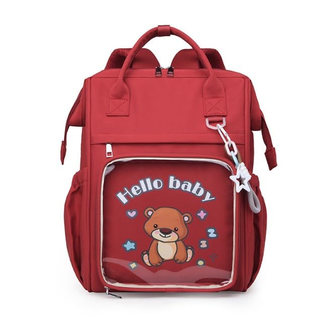 Winnies Diaper Bag For New Born Baby/Maternity Bags For Mother With Multi Compartments, Insulated Bottle Pockets (Red) - Image 1