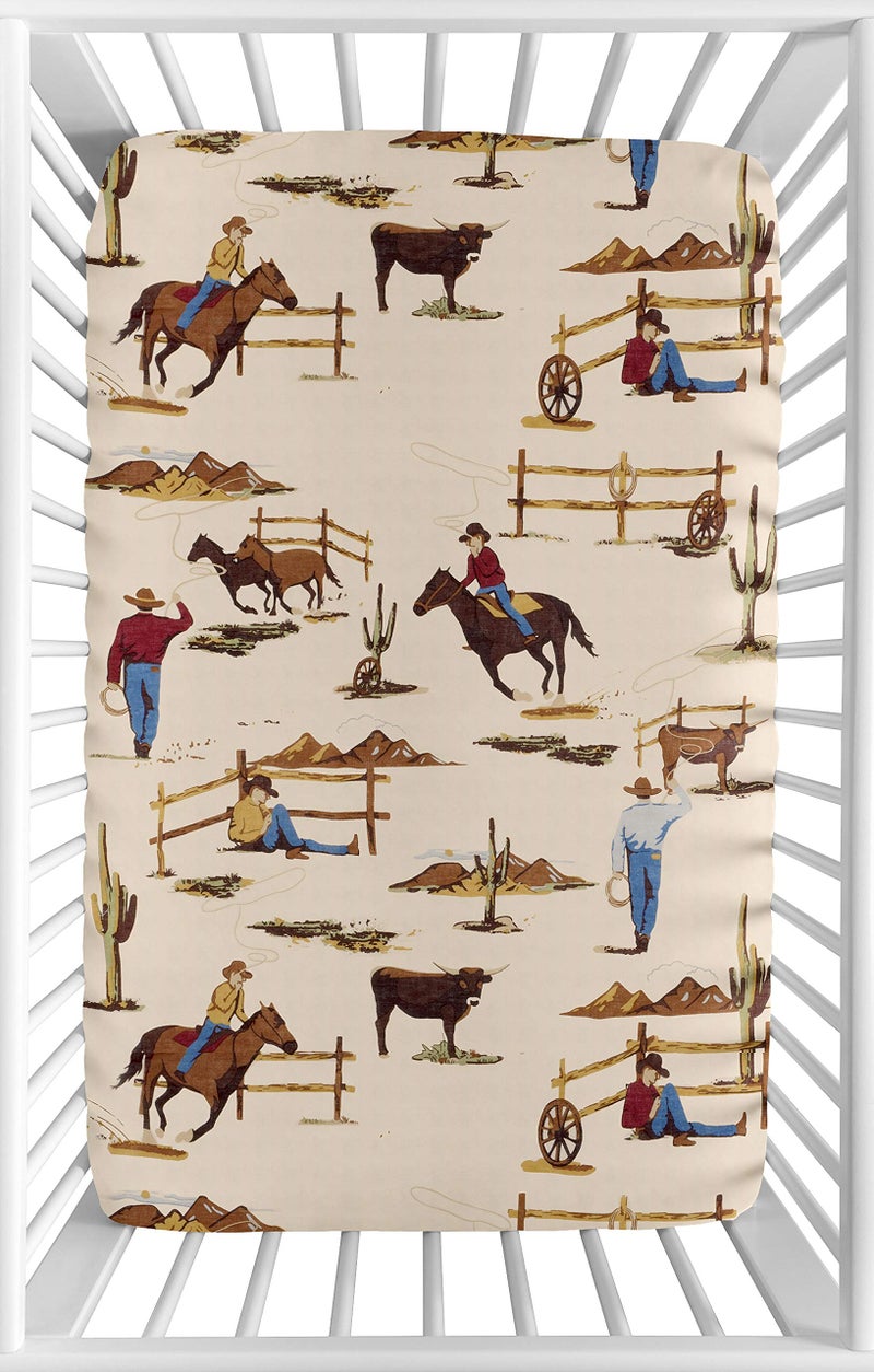 Sweet Jojo Designs Sweet Jojo Designs Cowboy Western Baby Boy Fitted Mini Portable Crib Sheet for Wild West Collection for Mini Crib or Pack and Play ONLY 