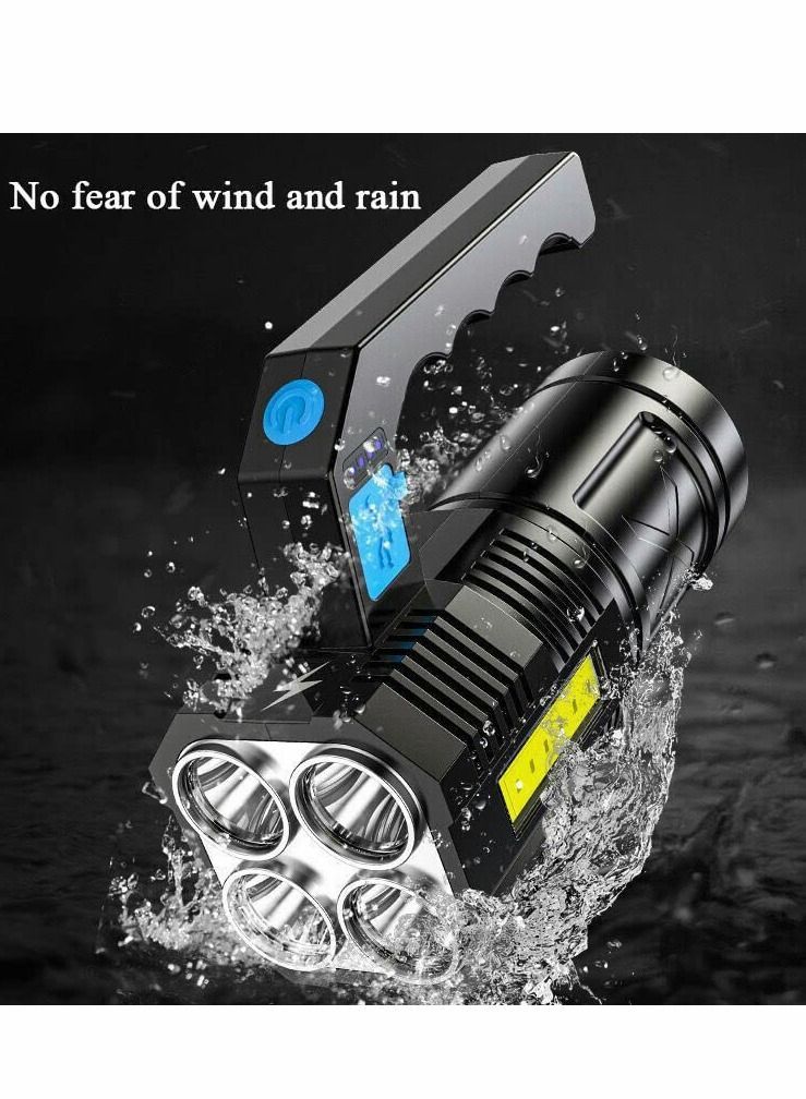 Y&D LED Flashlight Rechargeable, Handheld Torch Light for Outdoor Camping Emergency, 4 Zoomable Waterproof Ultra Bright USB Searchlight with COB Work - Image 4