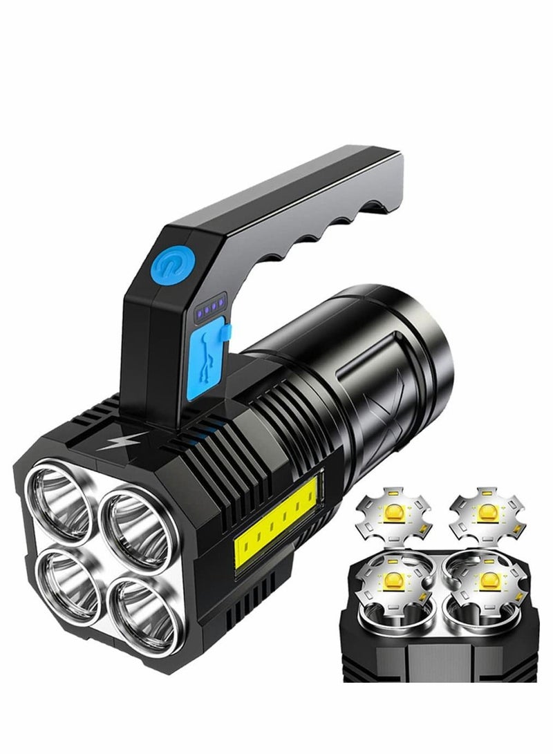 Y&D LED Flashlight Rechargeable, Handheld Torch Light for Outdoor Camping Emergency, 4 Zoomable Waterproof Ultra Bright USB Searchlight with COB Work - Image 1