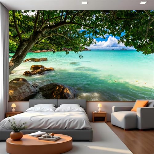 FLFK Wall Murals Peel and Stick Tropical Beach 1417x984 SelfAdhesive Wallpaper Large Poster Sticker for Bedroom Living Room Decor - Image 3