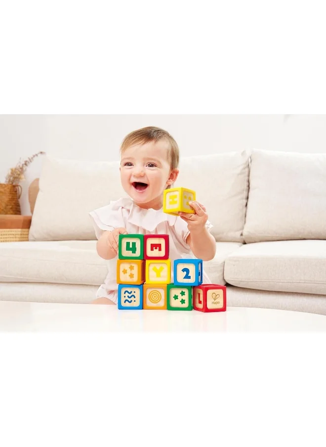 هيب Hape ABC Tiles 10-Piece Wooden Building Blocks Set