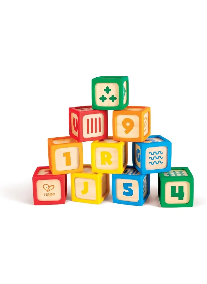 هيب Hape ABC Tiles 10-Piece Wooden Building Blocks Set